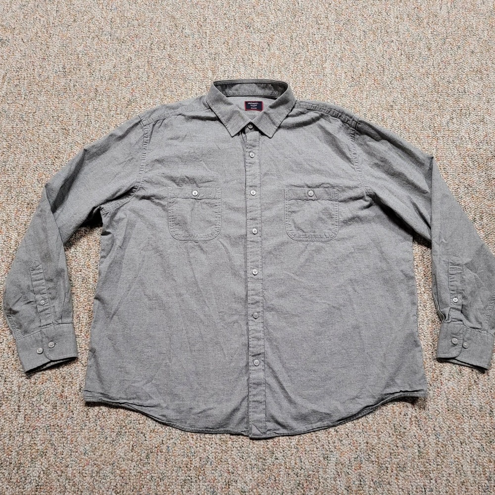 UNTUCKit Hemsworth Shirt Mens 2XL Grey Relaxed Fit Button Up Long Sleeve Preppy
